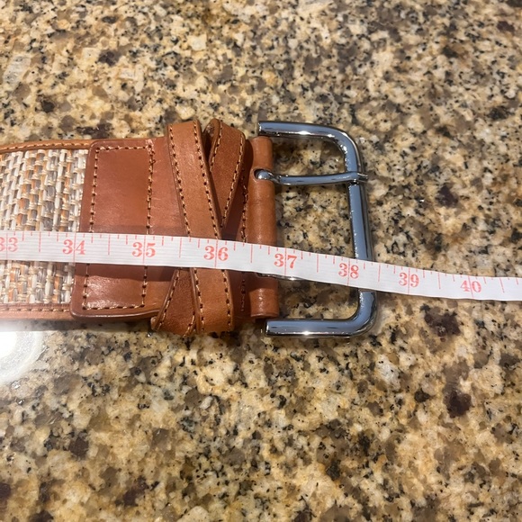 3” Wide Light Tan Leather and Woven Women’s Belt M VGUC - Picture 4 of 9